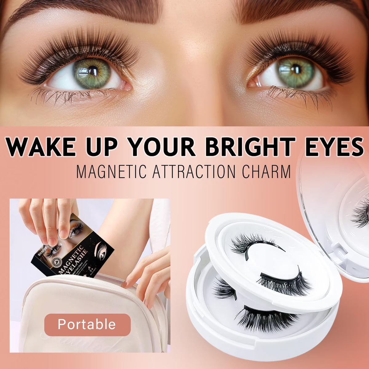Magnetic Eyelashes, Magnetic Eyelashes with Applicator, Waterproof and Long Lasting Fake Eyelashes