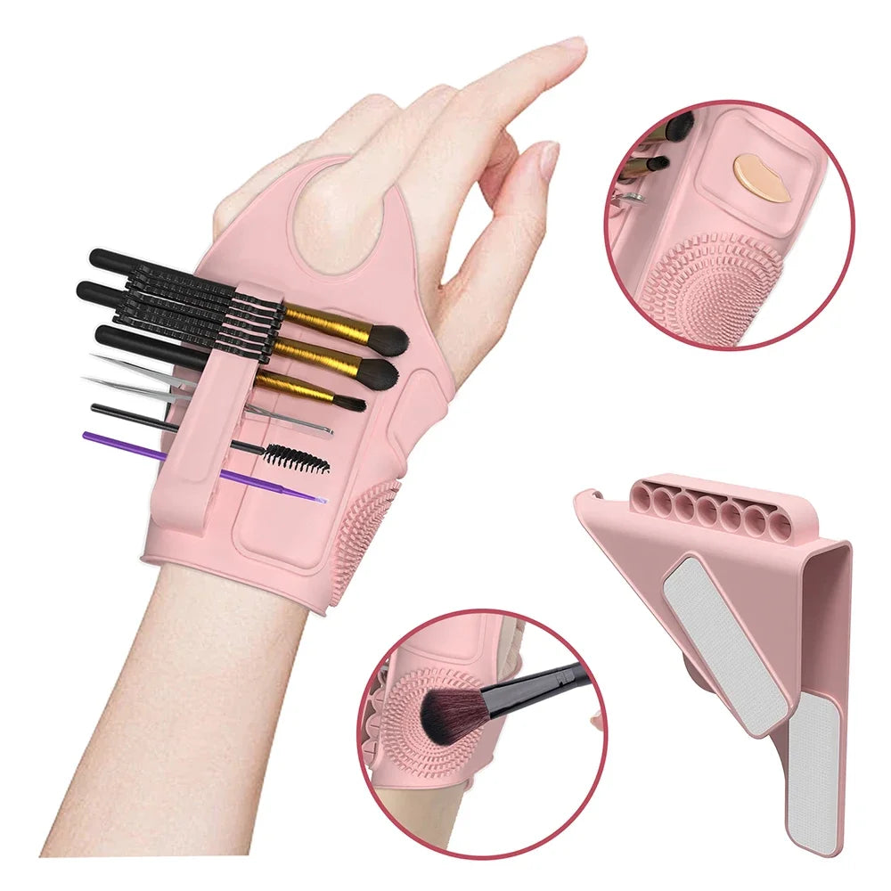 New Multi Function Silicone Makeup Clean Tools Holder Storage Glove Holes Beauty Accessories Practical Makeup Assistant Hot Sale