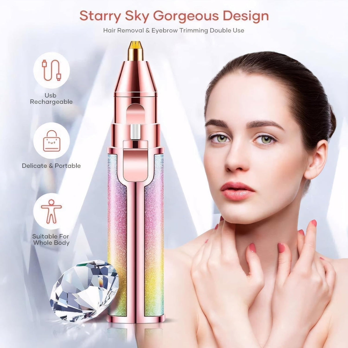 Electric Eyebrow Razor, Nose Trimmer, Nasal Hair Remover, Epilator Eyebrows Lip Fuzz, Remover Shavers Clippers Epilators Hair Removal for Women Sensitive Beauty Accessories Tools