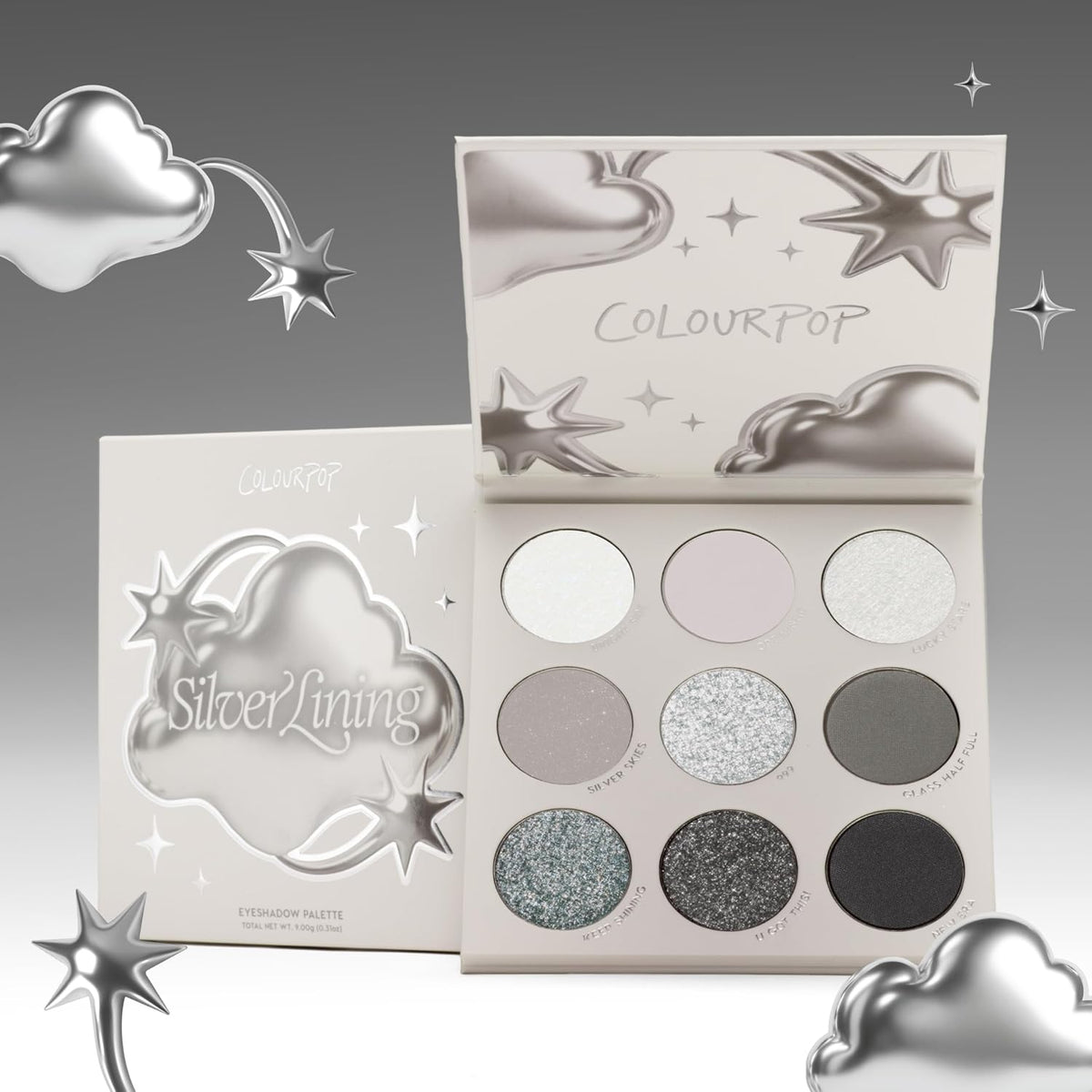Silver Lining Eyeshadow Palette - Cool Toned Silver, Grey, White & Black Eyeshadow Palette with Matte & Glitter Finishes - High-Pigment Smokey Eye Makeup with Longwear Formula (0.3 Oz)
