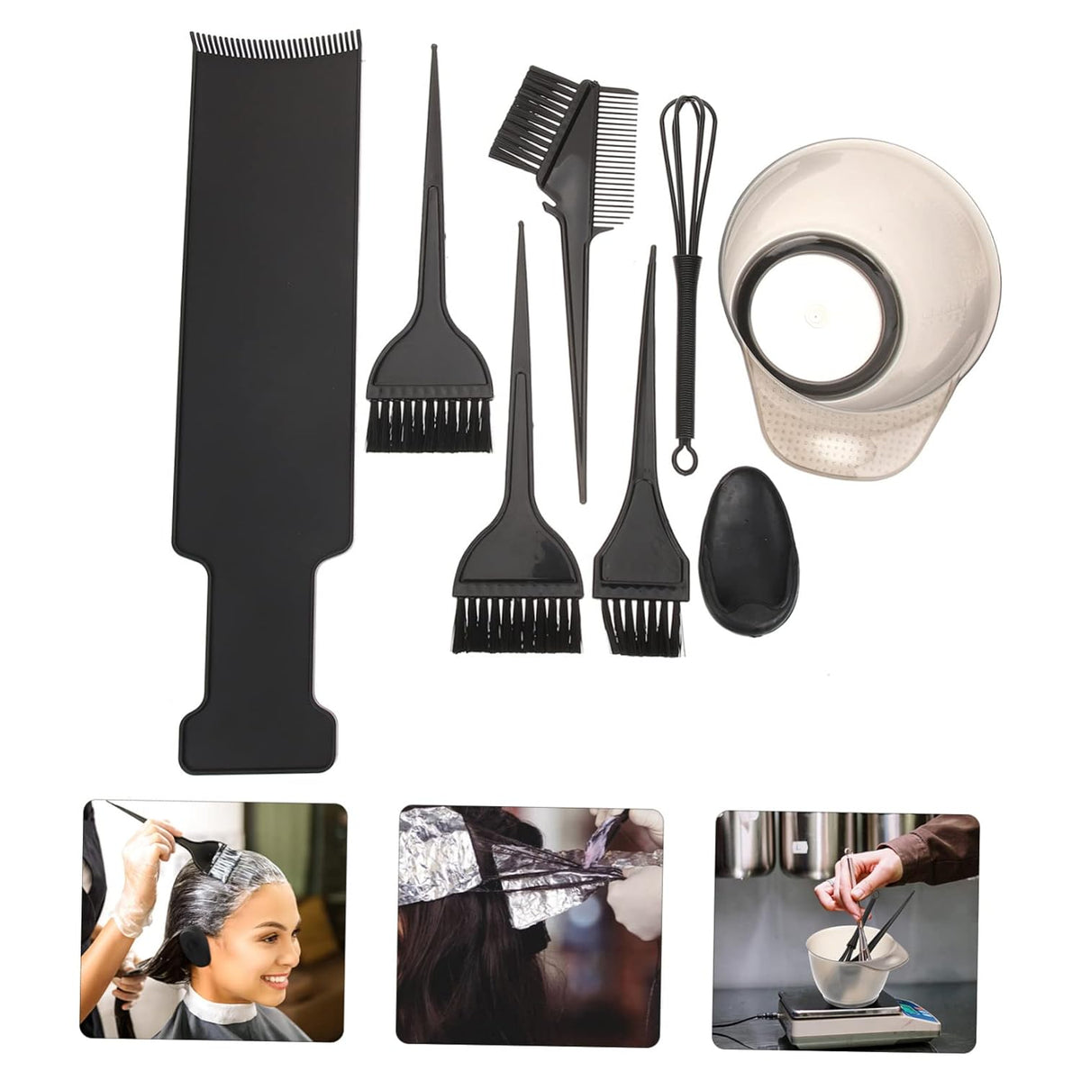 Hair Dye Paddle Kit with Bowl, Comb, Spoon and Brush for Salons