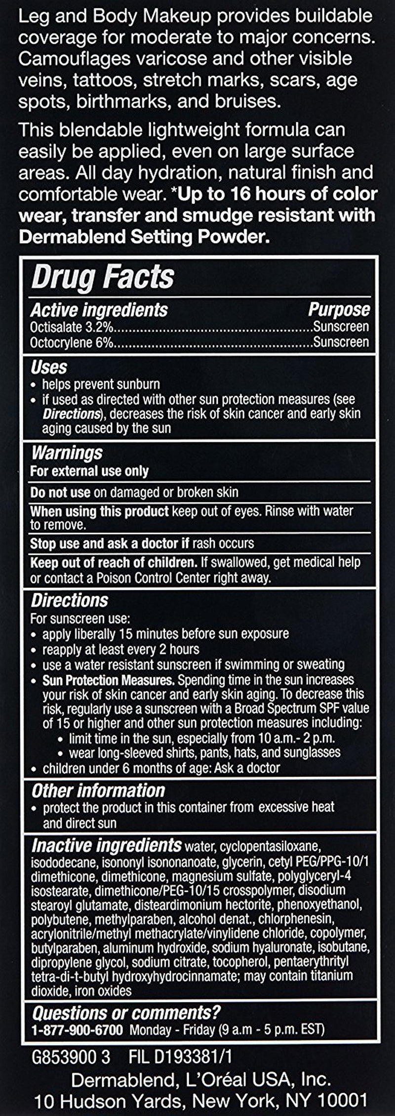 Dermablend Leg & Body Makeup Foundation SPF 25, 20N, 3.4 Fl Oz