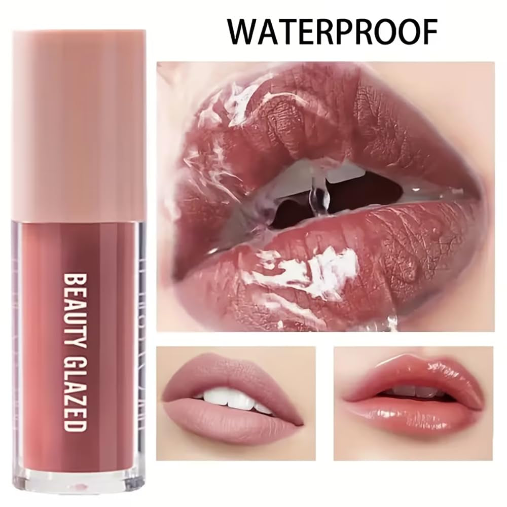 2Pcs/Set Lip Gloss & Lip Liner Set Berry Mauve – Lip Plumping Effect Lip Combo Set for Juicy Plump Lips, Fuller Looking Lips, Gradient Lips & Glass Lips Look, High Shine Volume Lips Viral Lip Combo