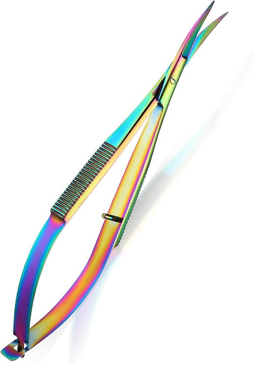 4.7 Inch Curved Eyebrow Embroidery Sewing Scissors,Multicolor