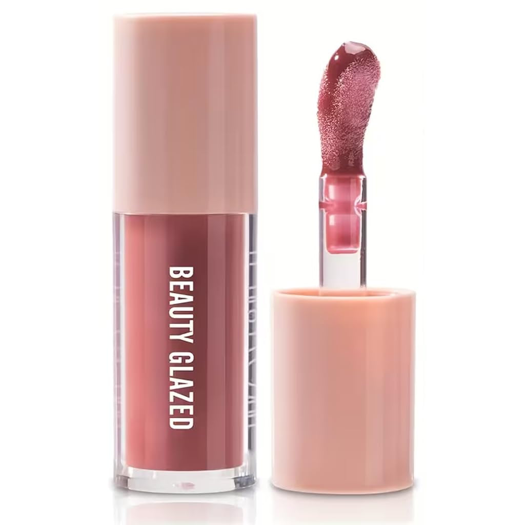 2Pcs/Set Lip Gloss & Lip Liner Set Berry Mauve – Lip Plumping Effect Lip Combo Set for Juicy Plump Lips, Fuller Looking Lips, Gradient Lips & Glass Lips Look, High Shine Volume Lips Viral Lip Combo