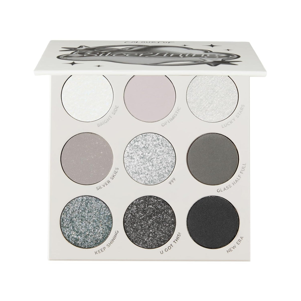 Silver Lining Eyeshadow Palette - Cool Toned Silver, Grey, White & Black Eyeshadow Palette with Matte & Glitter Finishes - High-Pigment Smokey Eye Makeup with Longwear Formula (0.3 Oz)