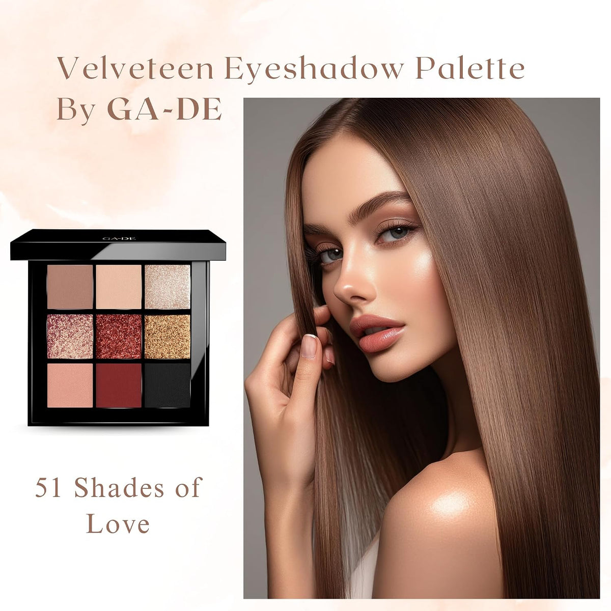 Velveteen Eyeshadow Palette, 51 - Eyeshadow Collection with Light to Deep Shades - for Matte, Metallic, Silky and Shimmery Finishes - 0.286 Oz